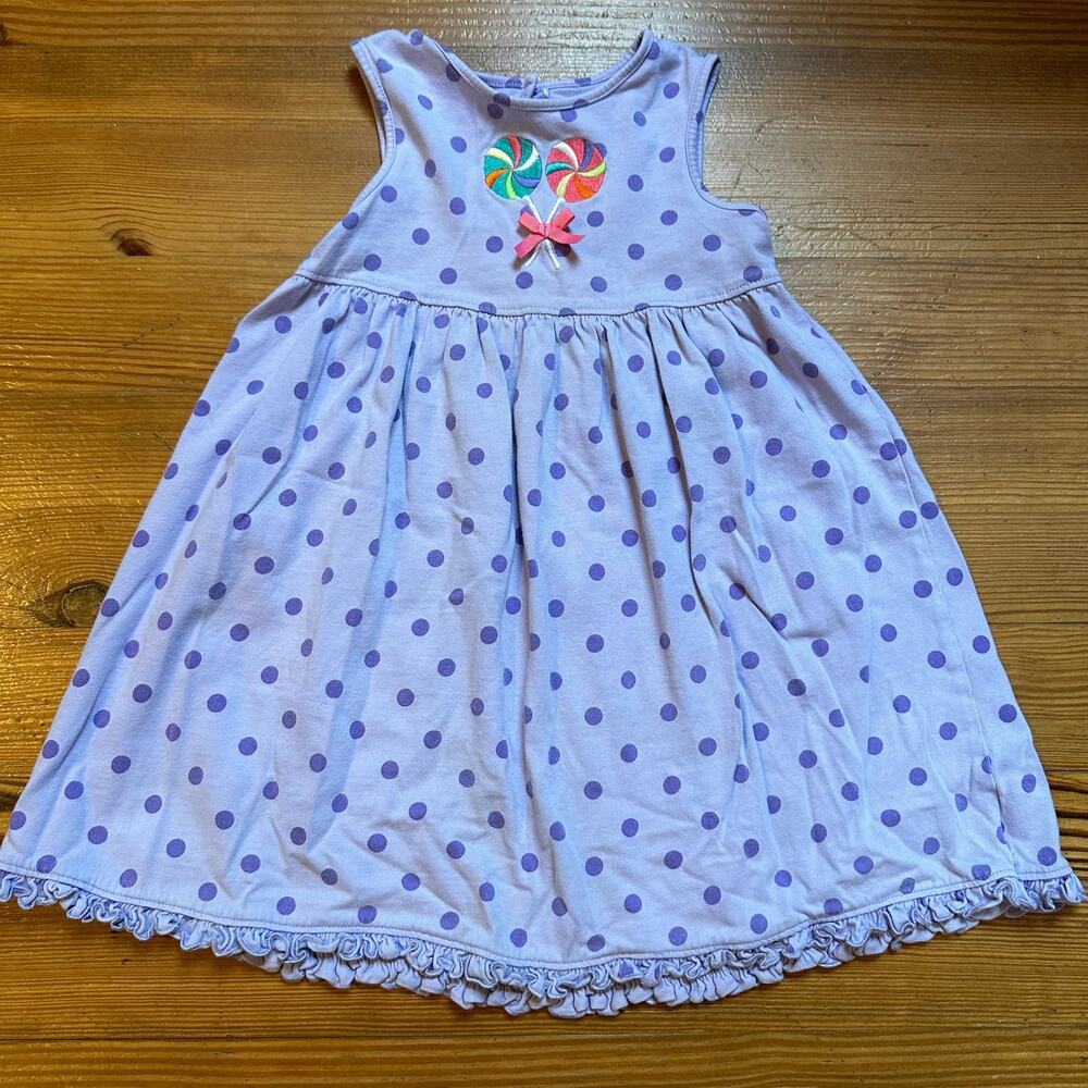J. Khaki purple‎ polkadot sleeveless candy applique dress SIZE 6T